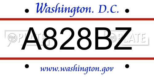 A828BZ District Of Columbia License Plate