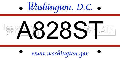 A828ST District Of Columbia License Plate
