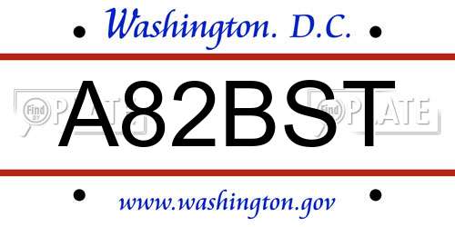 A82BST District Of Columbia License Plate