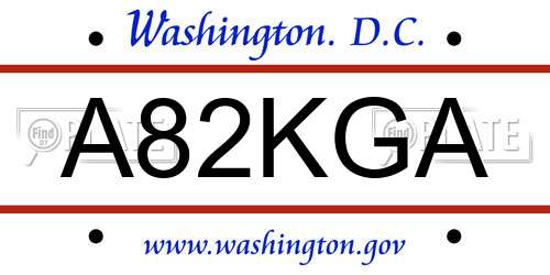 A82KGA District Of Columbia License Plate