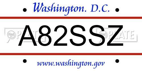A82SSZ District Of Columbia License Plate