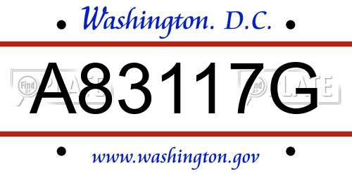 A83117G District Of Columbia License Plate