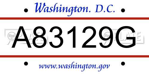 A83129G District Of Columbia License Plate