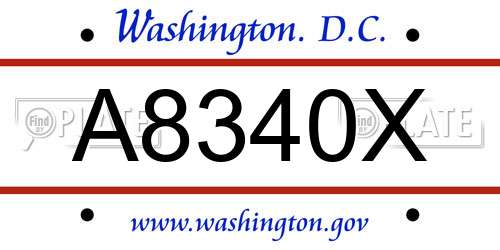 A8340X District Of Columbia License Plate