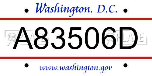 A83506D District Of Columbia License Plate