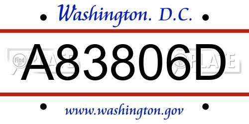 A83806D District Of Columbia License Plate