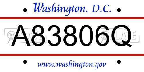 A83806Q District Of Columbia License Plate