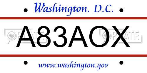 A83AOX District Of Columbia License Plate