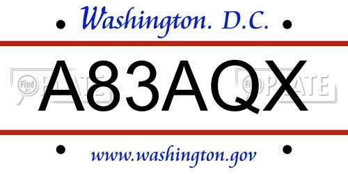 A83AQX District Of Columbia License Plate