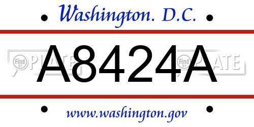 A8424A District Of Columbia License Plate