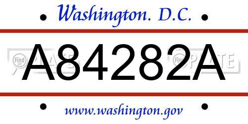 A84282A District Of Columbia License Plate