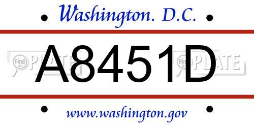 A8451D District Of Columbia License Plate