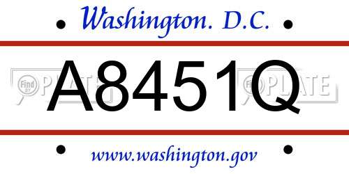 A8451Q District Of Columbia License Plate