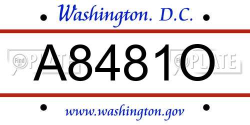 A8481O District Of Columbia License Plate