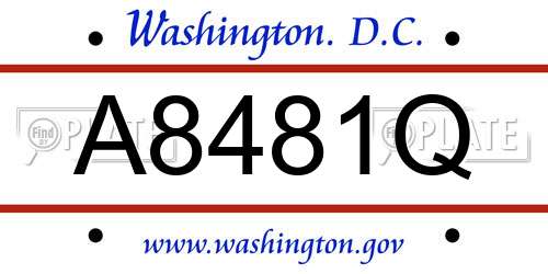 A8481Q District Of Columbia License Plate
