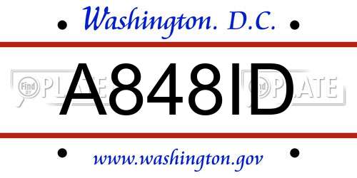 A848ID District Of Columbia License Plate