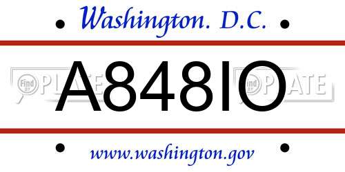 A848IO District Of Columbia License Plate