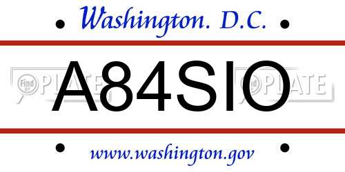 A84SIO District Of Columbia License Plate