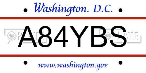 A84YBS District Of Columbia License Plate