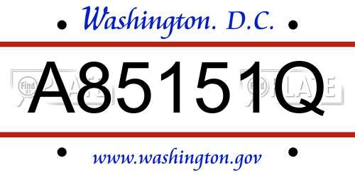 A85151Q District Of Columbia License Plate