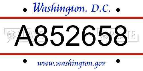 A852658 District Of Columbia License Plate