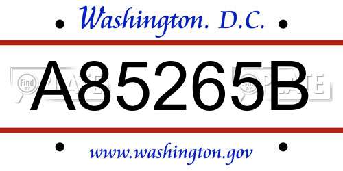 A85265B District Of Columbia License Plate