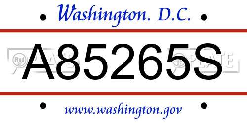 A85265S District Of Columbia License Plate