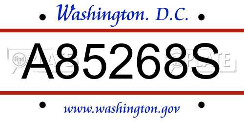 A85268S District Of Columbia License Plate