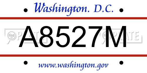 A8527M District Of Columbia License Plate