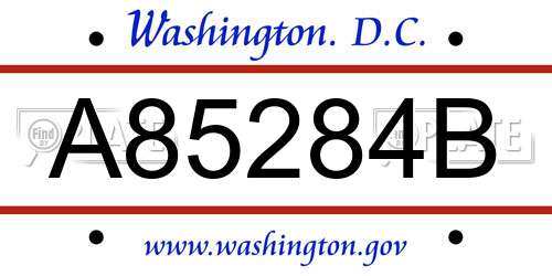 A85284B District Of Columbia License Plate