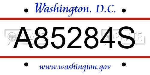 A85284S District Of Columbia License Plate