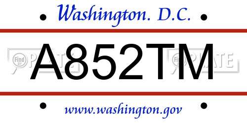 A852TM District Of Columbia License Plate