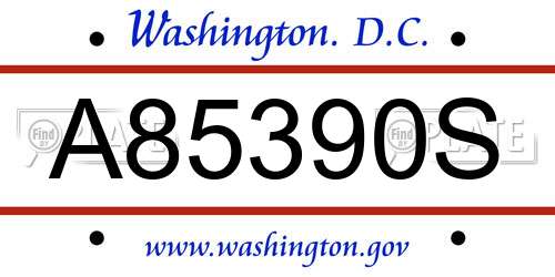 A85390S District Of Columbia License Plate