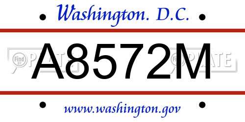 A8572M District Of Columbia License Plate