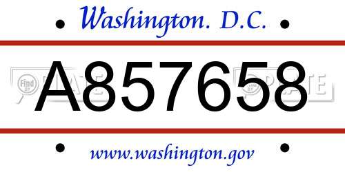 A857658 District Of Columbia License Plate