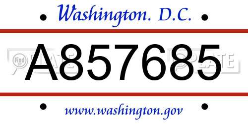A857685 District Of Columbia License Plate