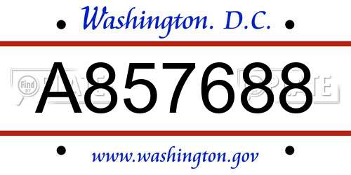 A857688 District Of Columbia License Plate