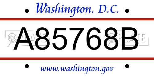 A85768B District Of Columbia License Plate