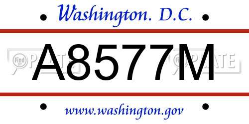 A8577M District Of Columbia License Plate