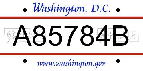 A85784B District Of Columbia License Plate