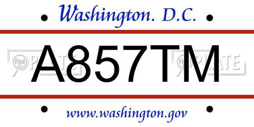 A857TM District Of Columbia License Plate