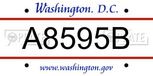 A8595B District Of Columbia License Plate