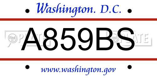 A859BS District Of Columbia License Plate