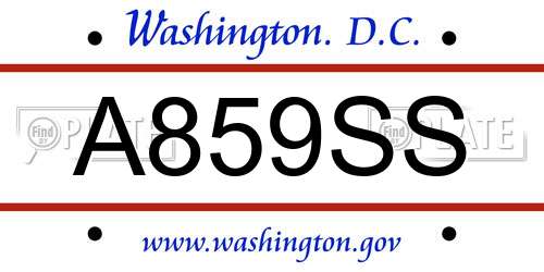 A859SS District Of Columbia License Plate