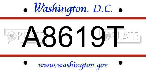A8619T District Of Columbia License Plate