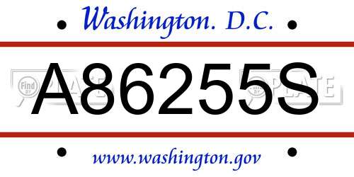 A86255S District Of Columbia License Plate