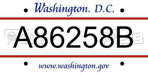 A86258B District Of Columbia License Plate