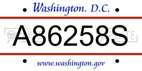 A86258S District Of Columbia License Plate