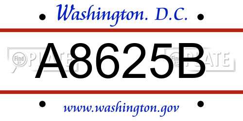 A8625B District Of Columbia License Plate
