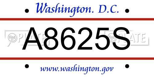 A8625S District Of Columbia License Plate